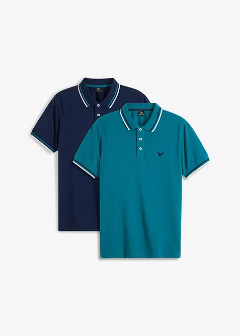 Piqué-poloshirt, korte mouwen (set van 2), bonprix