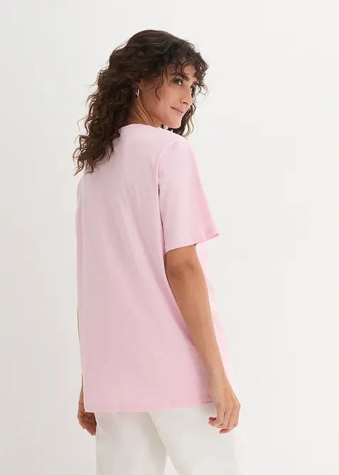 Wijd longshirt met V-hals, korte mouw  (set van 5), bonprix