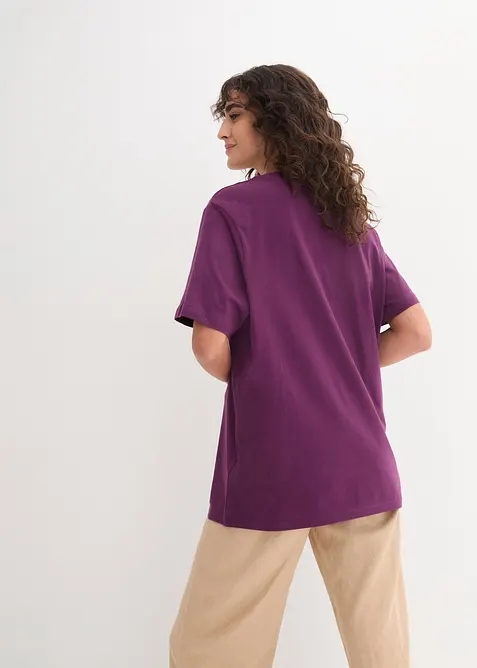 Wijd longshirt met V-hals, korte mouw  (set van 5), bonprix