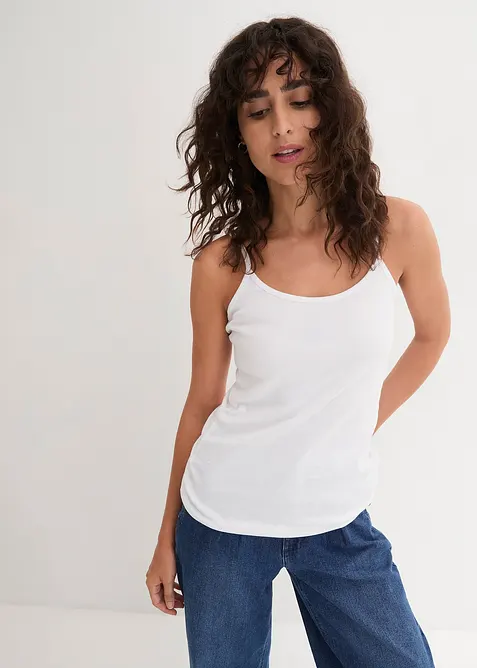 Top met spaghettibandjes van puur katoen (set van 3), bonprix