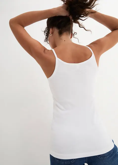 Top met spaghettibandjes van puur katoen (set van 3), bonprix