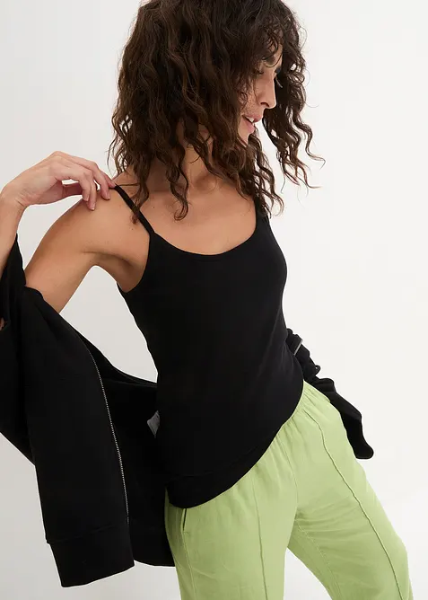 Top met spaghettibandjes van puur katoen (set van 3), bonprix