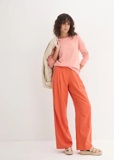 Longshirt met ronde hals, lange mouwen (set van 5), bonprix