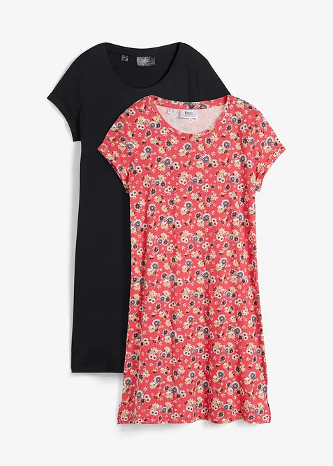 Shirtjurk van katoen met splitten opzij (set van 2), bonprix