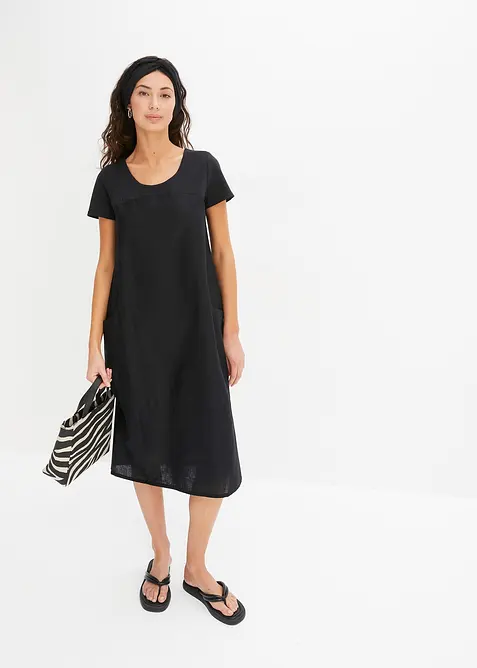 Jurk in een linnenmix, bonprix