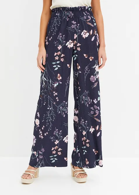 Jersey broek met bloemenprint, bonprix