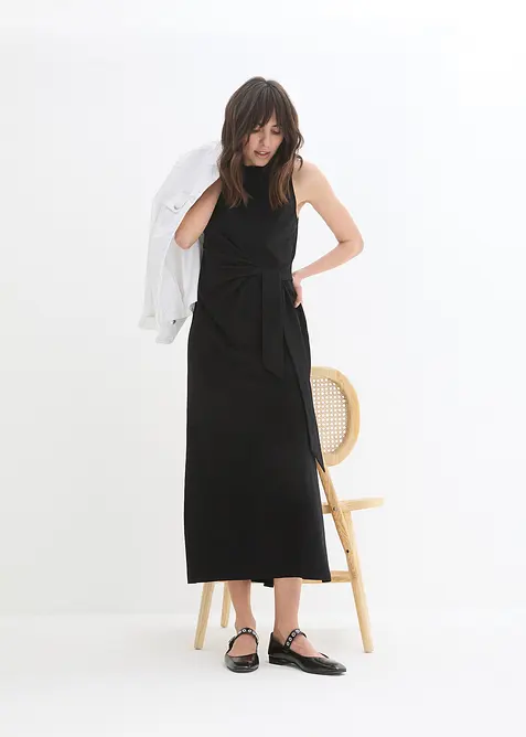 Jersey jurk met knoop, bonprix