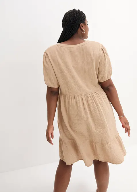 Oversized katoenen jurk van mousseline, bonprix