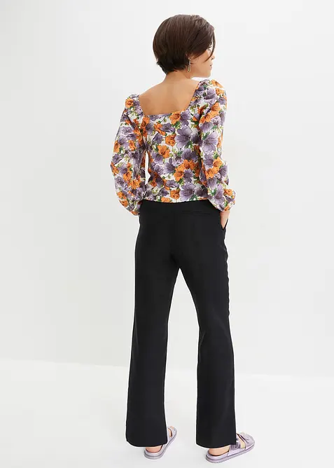 High waist broek van een linnen-viscosemix, bonprix