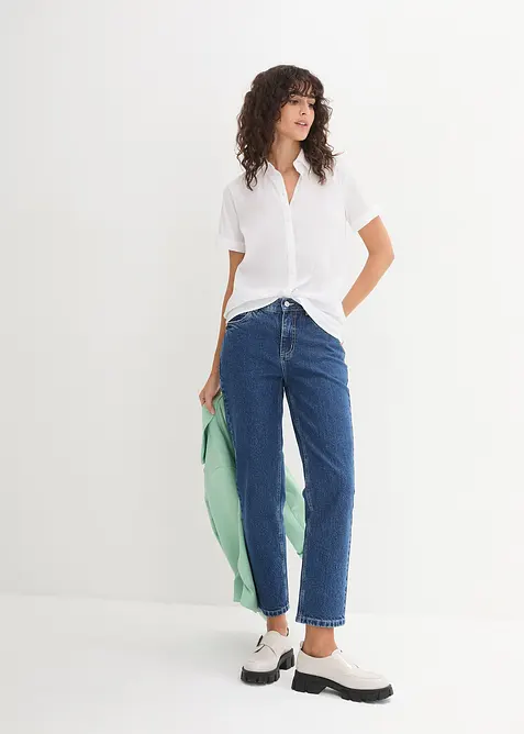 Stretch blouse van een katoenmix met korte mouwen, bonprix