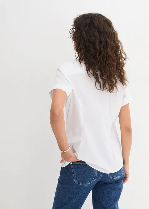 Stretch blouse van een katoenmix met korte mouwen, bonprix