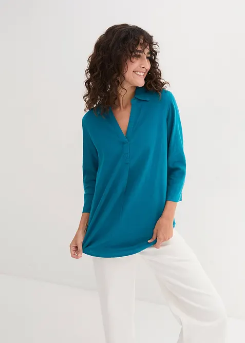 Blouse met linnen en 3/4 mouwen, bonprix