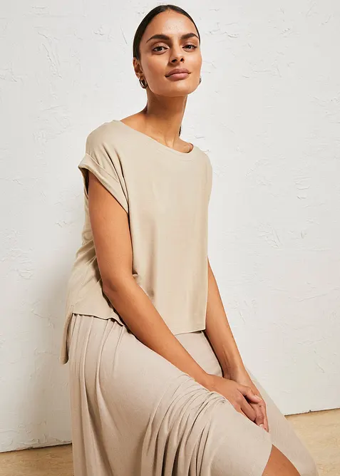 Oversized shirt van vloeiende viscose, bonprix