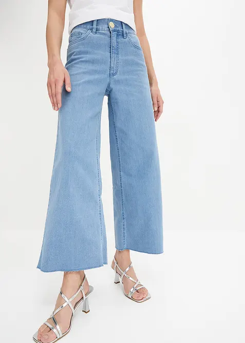 Wide leg jeans met high waist, cropped, bonprix