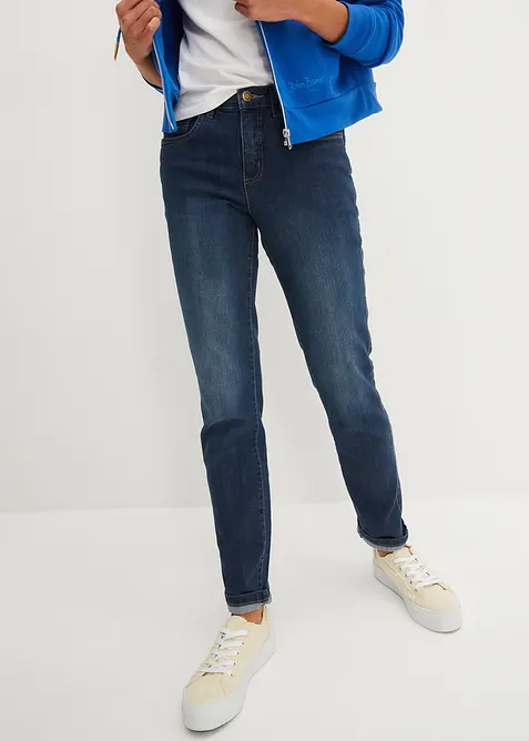 Stretch jeans mid waist, straight, bonprix
