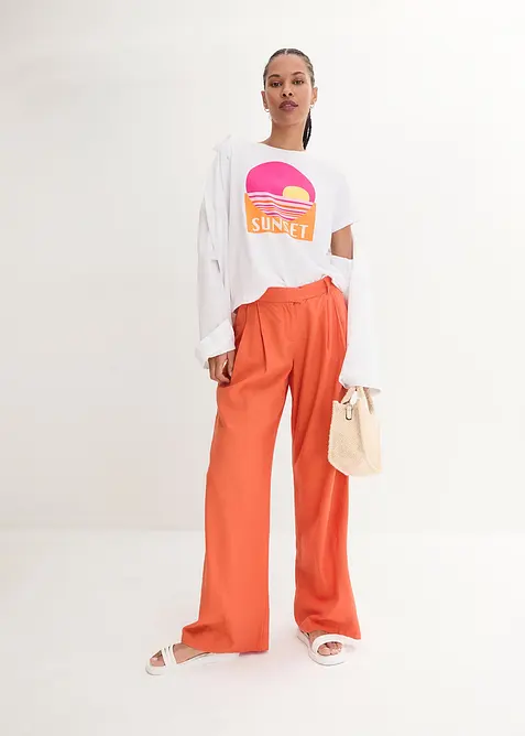 Palazzo broek van een lichte linnen-viscosemix, bonprix