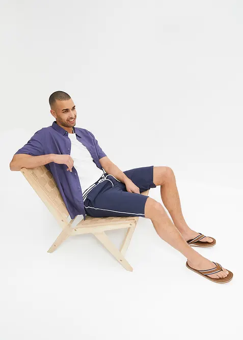 Overhemd met linnen, korte mouw, bonprix