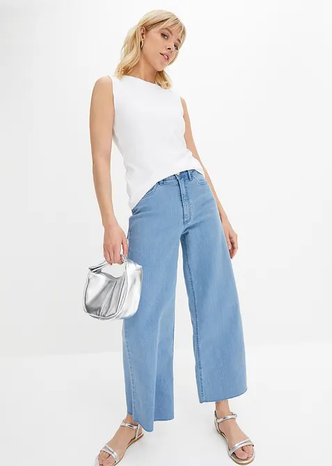 Wide leg jeans met high waist, cropped, bonprix