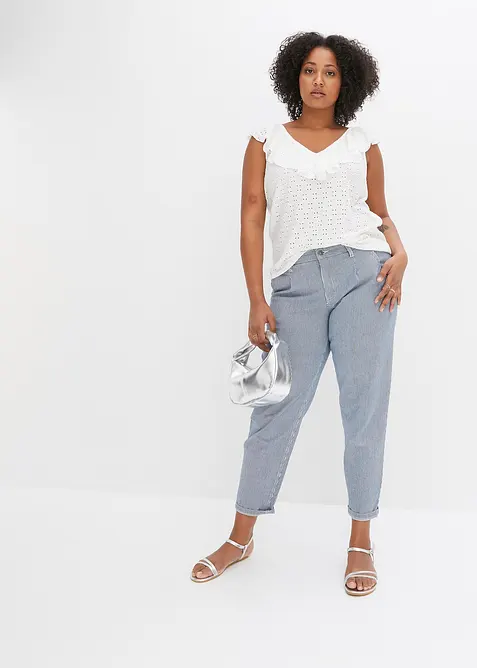 Barrel jeans met strepen, mid waist, bonprix