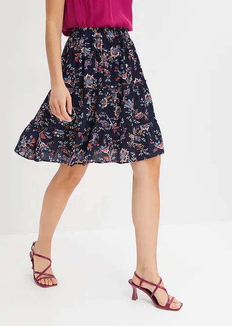 Gedessineerde minirok van vloeiende viscose, bonprix