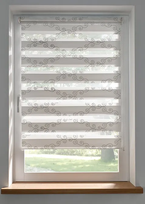 Duo rolgordijn met geborduurd grafisch patroon, bonprix