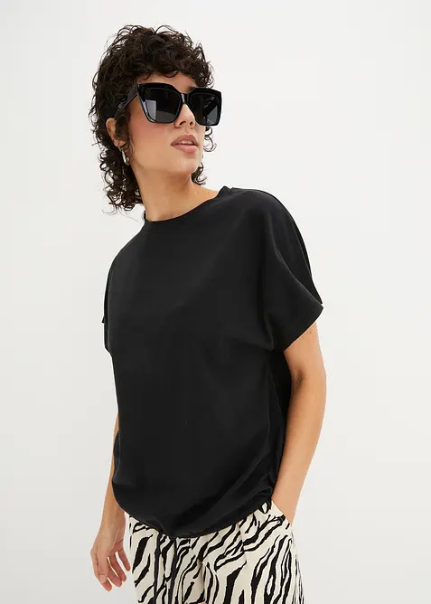 Shirt in een katoen-viscosemix met strikkoordje aan de zoom, bonprix