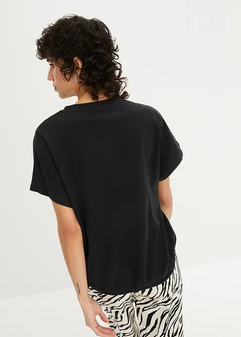 Shirt in een katoen-viscosemix met strikkoordje aan de zoom, bonprix