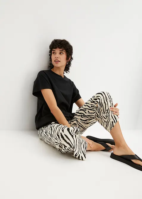 Shirt in een katoen-viscosemix met strikkoordje aan de zoom, bonprix