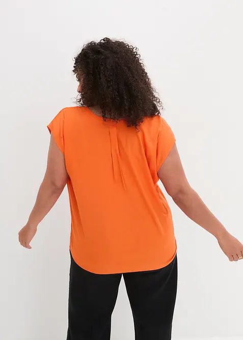 Blouse met V-hals en korte mouwen, bonprix