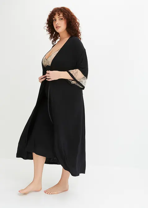 Lange kimono van viscose met borduursel, bonprix