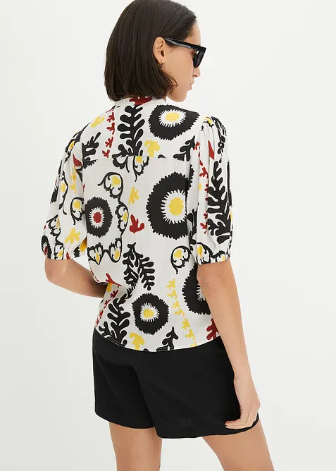 Crinkle blouse met smokwerk van soepele viscose, bonprix