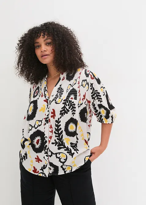 Crinkle blouse met smokwerk van soepele viscose, bonprix