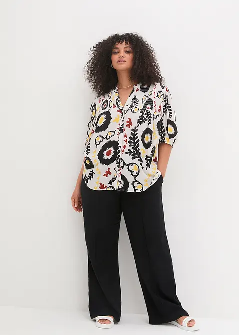 Crinkle blouse met smokwerk van soepele viscose, bonprix