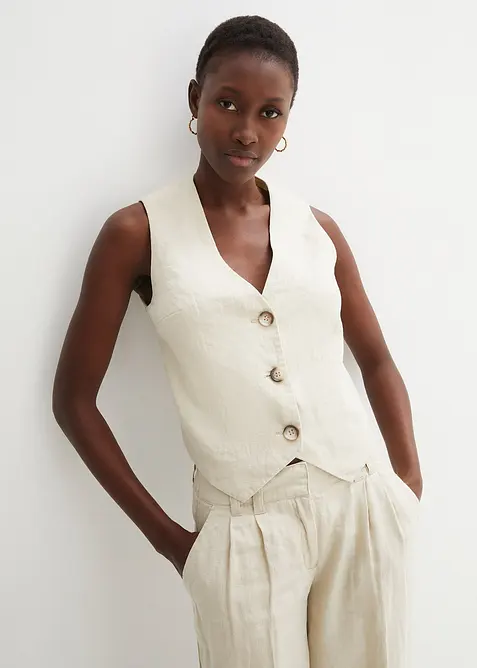 Linnen gilet, bonprix