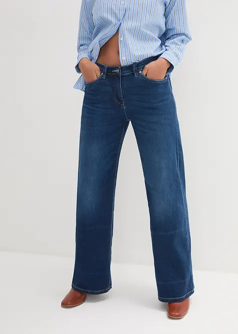 Wide leg jeans mid waist, comfort tailleband, bonprix