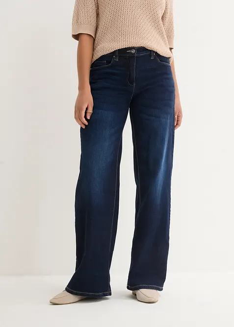 Wide leg jeans mid waist, comfort tailleband, bonprix