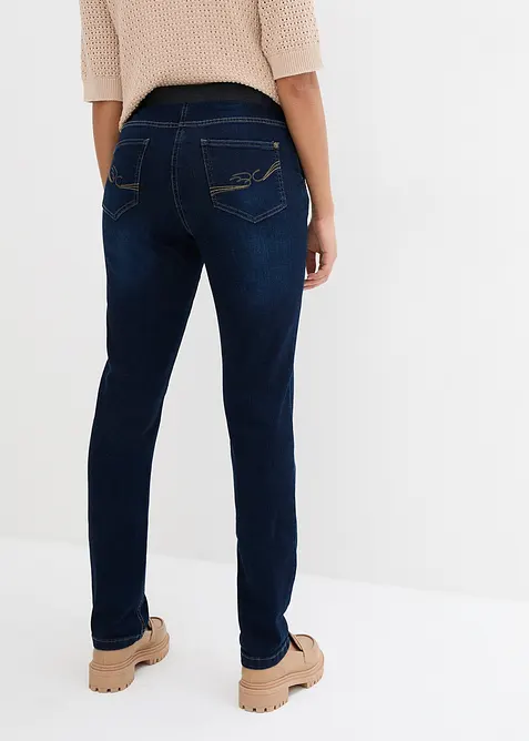 Stretch boyfriend jeans mid waist, met comfortabele band, bonprix