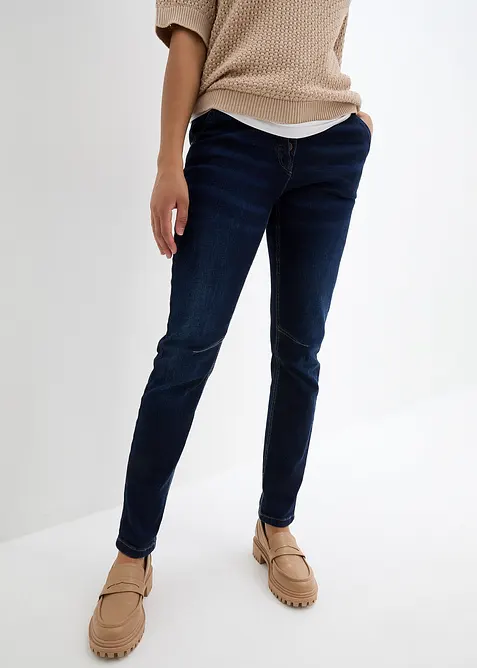 Stretch boyfriend jeans mid waist, met comfortabele band, bonprix