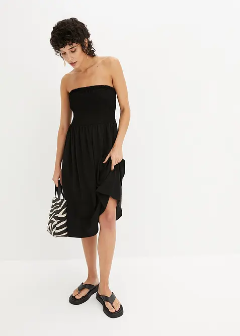 Gesmokte jurk van licht crêpe, bonprix