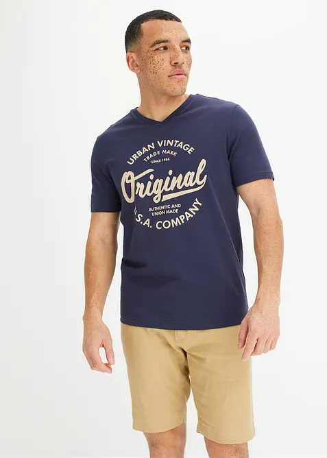 T-shirt met V-hals van biologisch katoen, bonprix