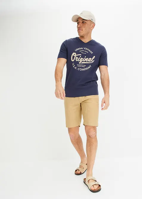 T-shirt met V-hals van biologisch katoen, bonprix