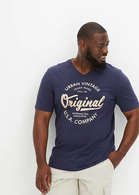 T-shirt met V-hals van biologisch katoen, bonprix