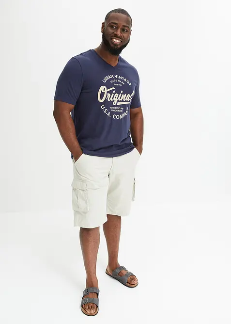 T-shirt met V-hals van biologisch katoen, bonprix