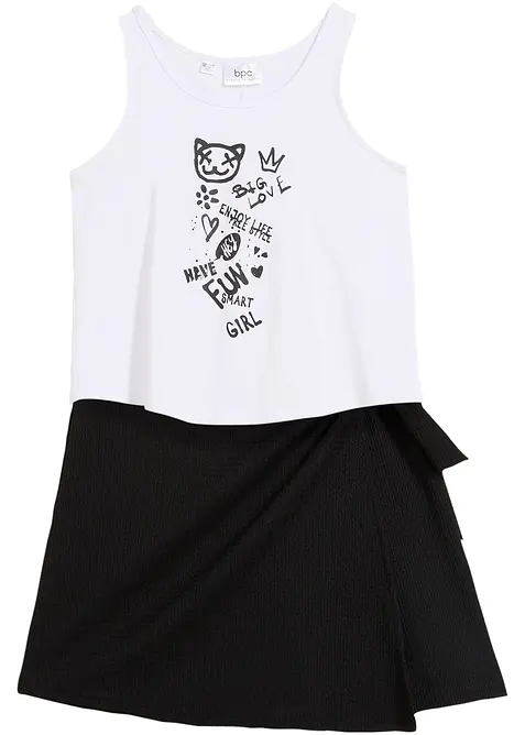 Meisjes top en broekrok van biologisch katoen (2-dlg. set), bonprix