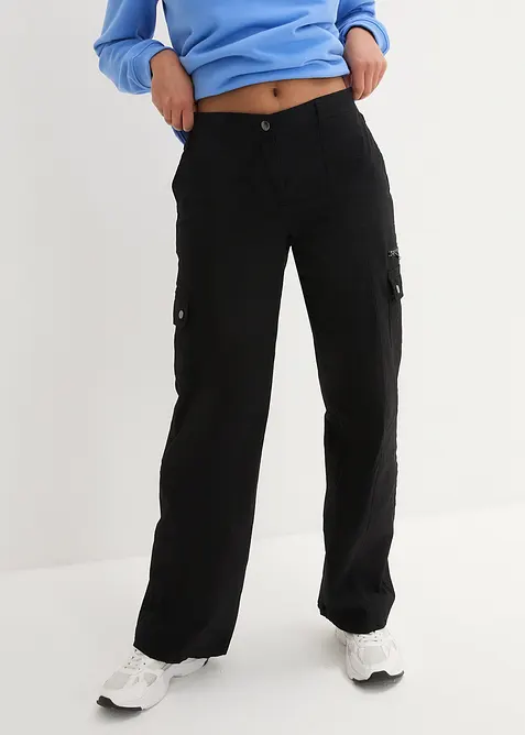 Mid waist cargo broek van katoen, bonprix