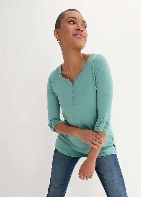 Shirt met knoopsluiting van biologisch katoen, bonprix