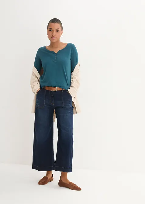 Shirt met knoopsluiting van biologisch katoen, bonprix