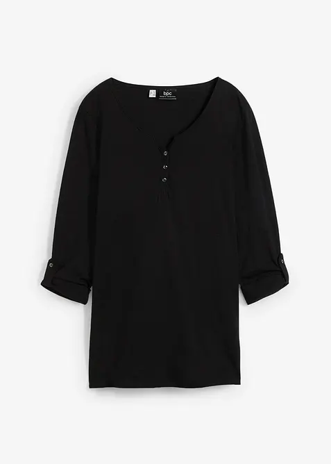 Shirt met knoopsluiting van biologisch katoen, bonprix