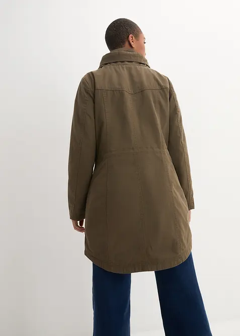 Korte katoenen parka met opstaande kraag, getailleerd, bonprix