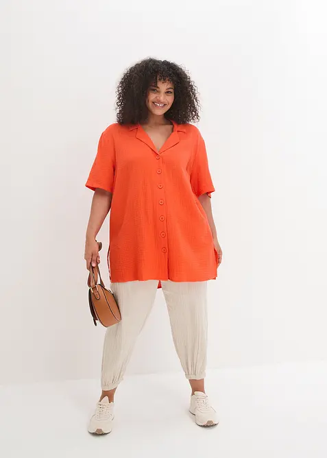 Lange mousseline overhemdblouse, bonprix